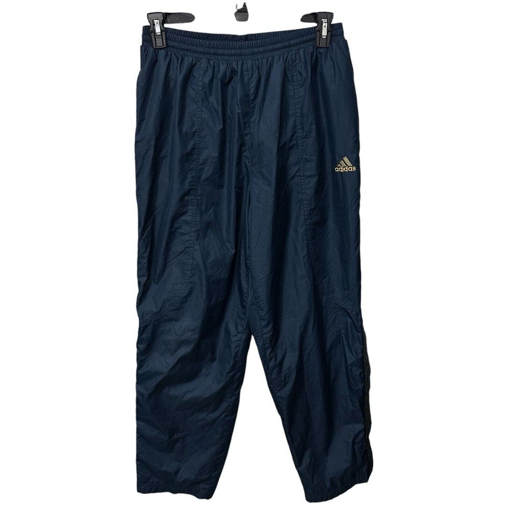 VTG Adidas Pants‎ Mens Large Teal Windbreaker Mesh Lined Track Snap Bottoms